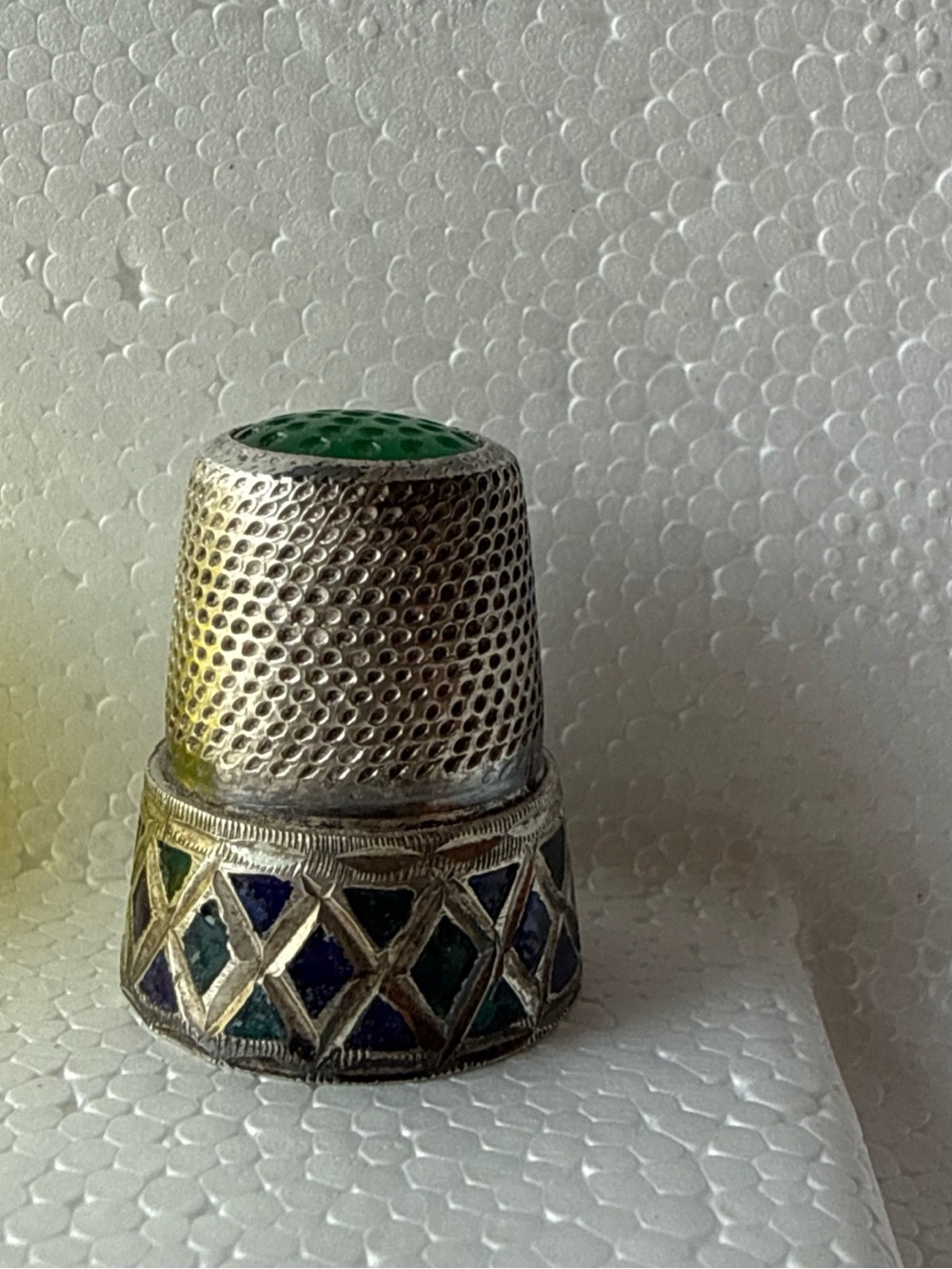 STERLING SILVER CLOISONNE ENAMEL THIMBLE vintage Art Nouveau vintage